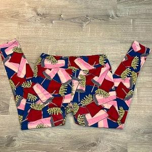 LULAROE TC LEGGINGS WITH FRIES AND SHAKE PICTURES